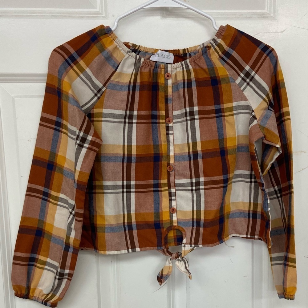 Plaid Tie Front Top - Ginger Bread pattern size 10/12